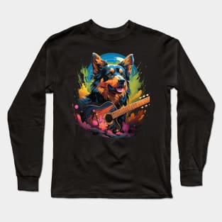 Australian Kelpie Playing Guitar Long Sleeve T-Shirt